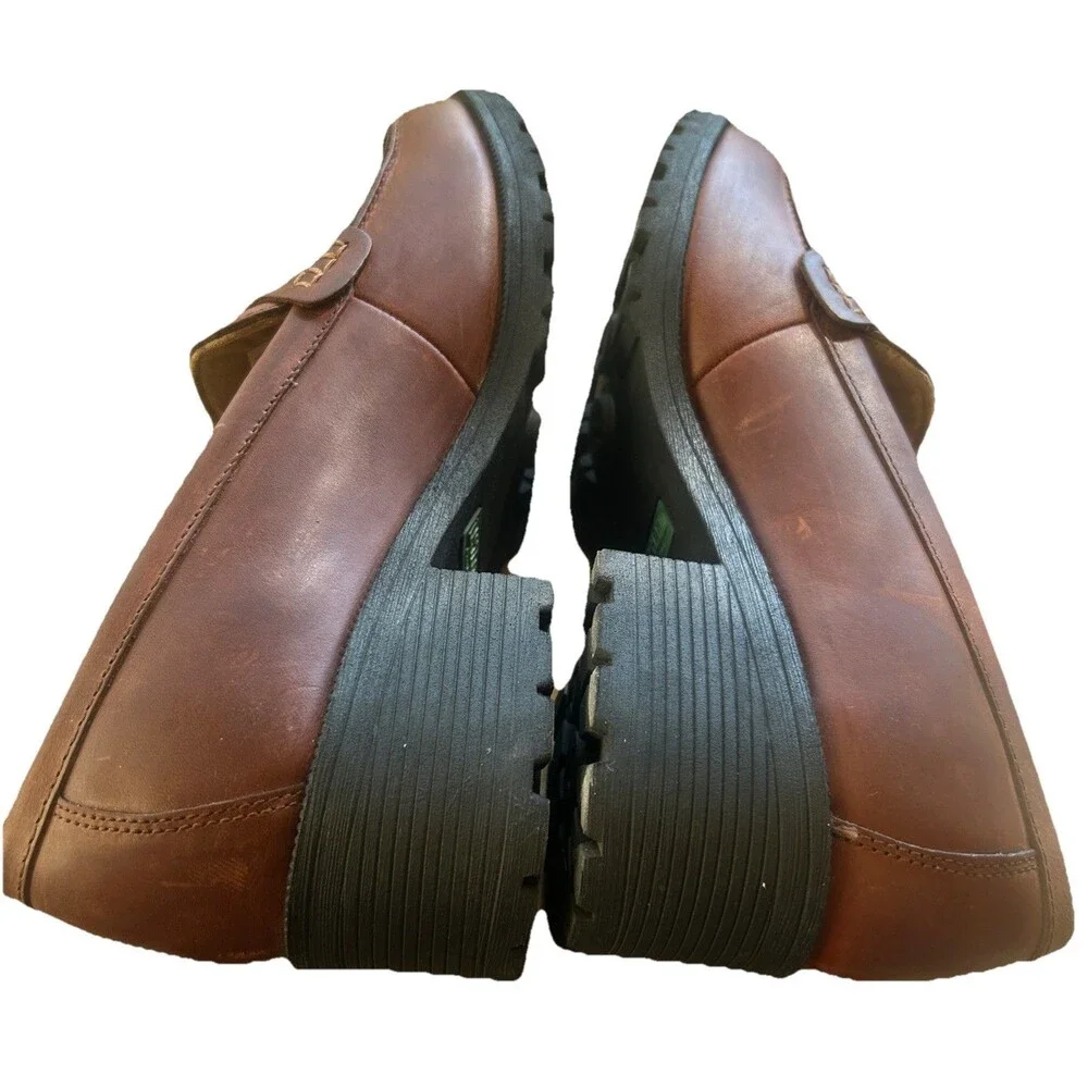 Eastland Newbury Womens 11M Leather Brown Penny Loafers Chunky Block Heel Y2K